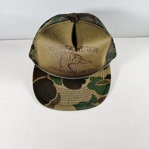 Ducks Unlimited Camo Trucker Snapback Hat Coulee Region Wisconsin Mesh Back OS